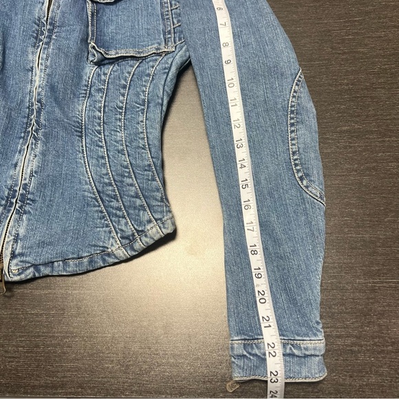 BELSTAFF Denim Moto Women’s Fitted Edgy Jean Jacket Y2K Denim XS-S - Picture 8 of 15